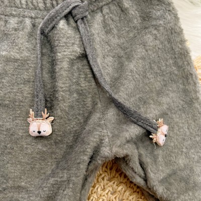 Conj. Body Manga Longa de Plush e Calça Peluciada Bichinhos do Inverno - Cinza 